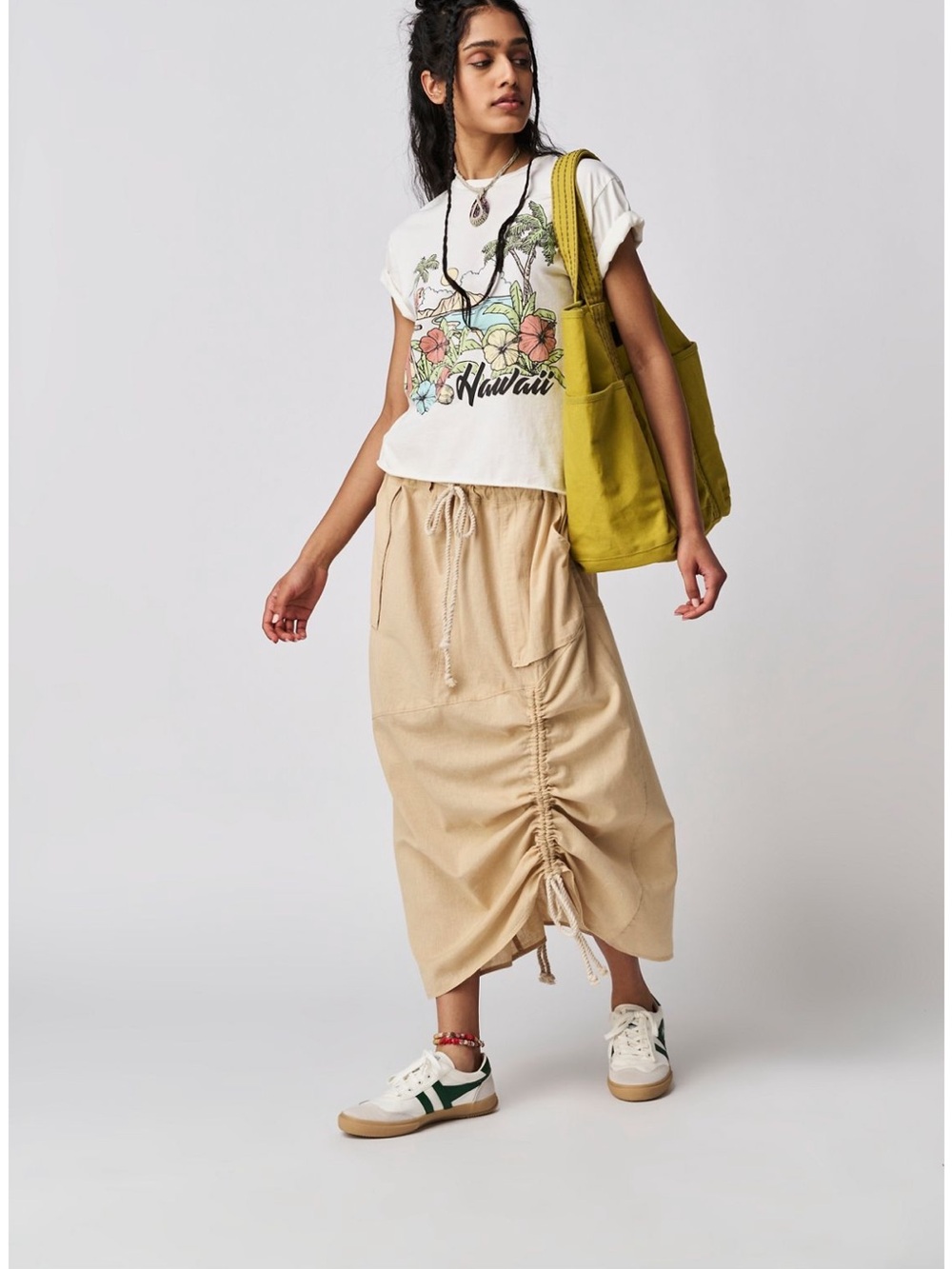 Free People Brand Off-White Tropical Graphic Tee - Hawaiian Design - Picture 2 of 8